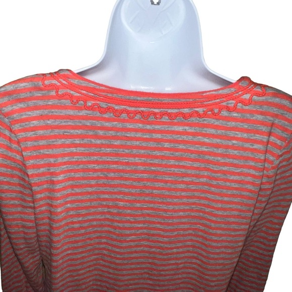 J. Crew Factory Orange & Gray Long Sleeved V-Neck‎ Tee Soutache Trim MED - Picture 4 of 7